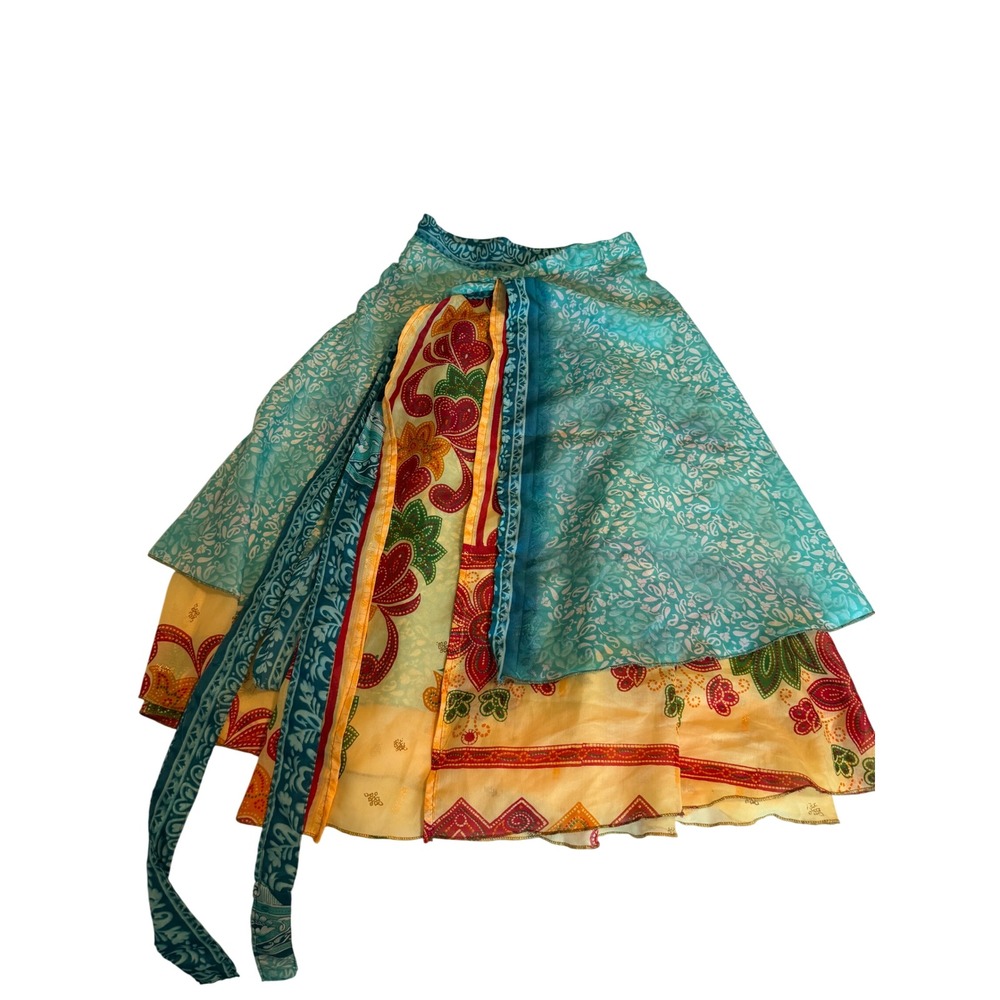 Urban Nomad Wrap Skirt Womens OS Multicolor Excellent Silk Reversible Boho